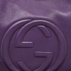 Gucci Purple Pebbled Calfskin Leather Soho Hobo