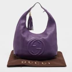Gucci Purple Pebbled Calfskin Leather Soho Hobo