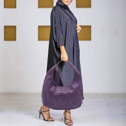 Gucci Purple Pebbled Calfskin Leather Soho Hobo
