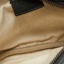 Pre Owned Gucci Black Leather Logo Web Belt Bag