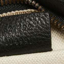 Pre Owned Gucci Black Leather Logo Web Belt Bag