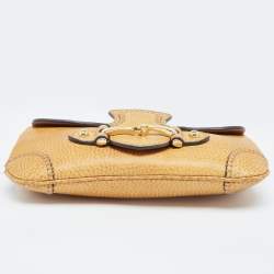 Pre Owned Gucci Mustard Leather Horsebit Clutch