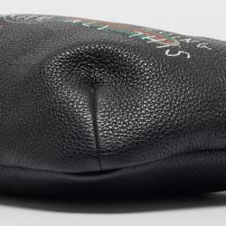 Pre Owned Gucci Black Pebbled Leather Logo Web Belt Bag