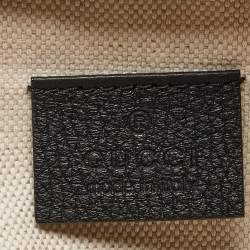 Pre Owned Gucci Black Pebbled Leather Logo Web Belt Bag