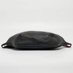 Pre Owned Gucci Black Pebbled Leather Logo Web Belt Bag