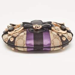 Pre Owned Gucci Tri Color GG Canvas and Leather Horsebit Chain Pochette