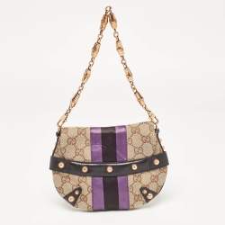 Pre Owned Gucci Tri Color GG Canvas and Leather Horsebit Chain Pochette