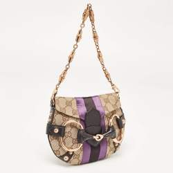 Pre Owned Gucci Tri Color GG Canvas and Leather Horsebit Chain Pochette