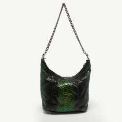 مملوكة مسبقًا Gucci Metallic Green Python Medium Galaxy Chain Hobo