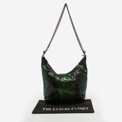 مملوكة مسبقًا Gucci Metallic Green Python Medium Galaxy Chain Hobo