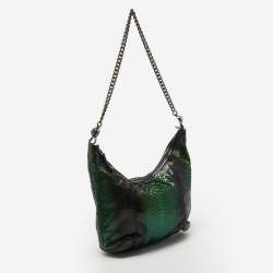 مملوكة مسبقًا Gucci Metallic Green Python Medium Galaxy Chain Hobo