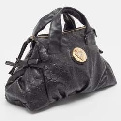Pre Owned Gucci Black Guccissima Leather Hysteria Tote