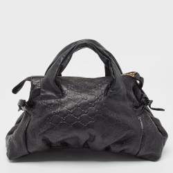 Pre Owned Gucci Black Guccissima Leather Hysteria Tote