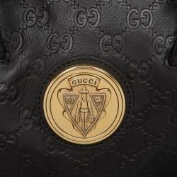 Pre Owned Gucci Black Guccissima Leather Hysteria Tote