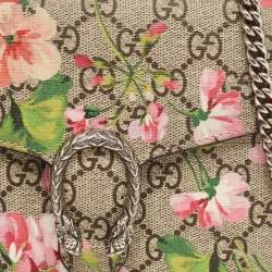 Gucci Blue/Beige GG Blooms Supreme Canvas and Leather Dionysus Wallet On Chain