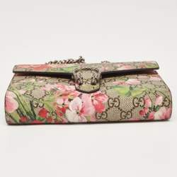 Gucci Blue/Beige GG Blooms Supreme Canvas and Leather Dionysus Wallet On Chain