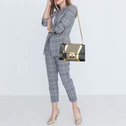 Pre Owned Gucci Tricolor GG Supreme Canvas and Leather Medium Padlock Shoulder Bag