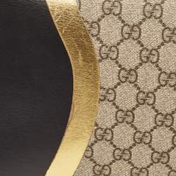 Pre Owned Gucci Tricolor GG Supreme Canvas and Leather Medium Padlock Shoulder Bag