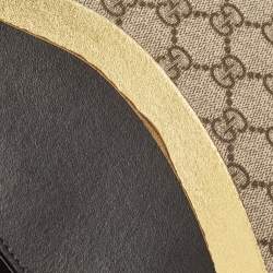 Pre Owned Gucci Tricolor GG Supreme Canvas and Leather Medium Padlock Shoulder Bag