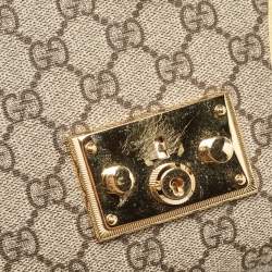 Pre Owned Gucci Tricolor GG Supreme Canvas and Leather Medium Padlock Shoulder Bag