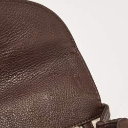 Pre Owned Gucci Beige/Brown GG Canvas and Leather Tassel New Bamboo Top Handle Bag