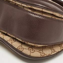 Pre Owned Gucci Beige/Brown GG Canvas and Leather Tassel New Bamboo Top Handle Bag