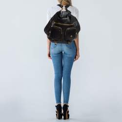 Pre Owned Gucci Black Leather Large Darwin Convertible Backpack