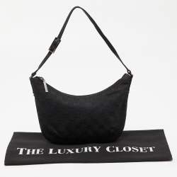 Pre Owned Gucci Black GG Canvas and Leather Pochette