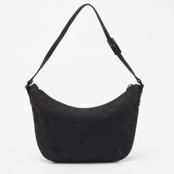 Pre Owned Gucci Black GG Canvas and Leather Pochette