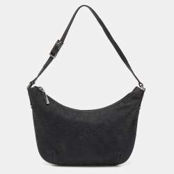 Pre Owned Gucci Black GG Canvas and Leather Pochette