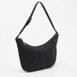 Pre Owned Gucci Black GG Canvas and Leather Pochette