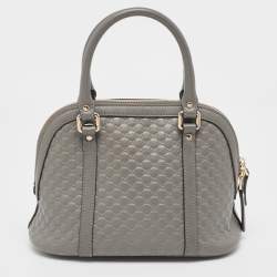 Pre Owned Gucci Grey Microguccissima Leather Mini Dome Bag