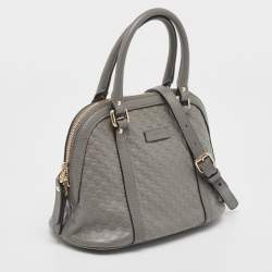 Pre Owned Gucci Grey Microguccissima Leather Mini Dome Bag