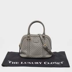 Pre Owned Gucci Grey Microguccissima Leather Mini Dome Bag