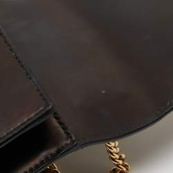Pre Owned Gucci Black Leather Mini Web Chain Sylvie Crossbody Bag