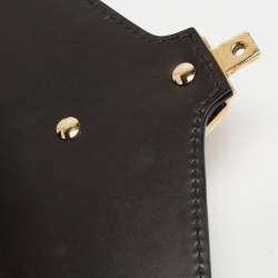 Pre Owned Gucci Black Leather Mini Web Chain Sylvie Crossbody Bag