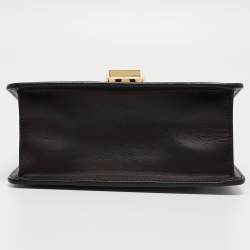 Pre Owned Gucci Black Leather Mini Web Chain Sylvie Crossbody Bag