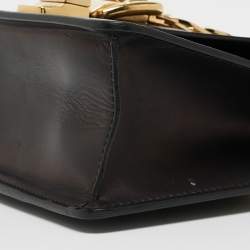 Pre Owned Gucci Black Leather Mini Web Chain Sylvie Crossbody Bag