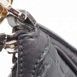 Pre Owned Gucci Black Guccissima Leather Medium GG Twins Hobo