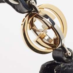 Pre Owned Gucci Black Guccissima Leather Medium GG Twins Hobo