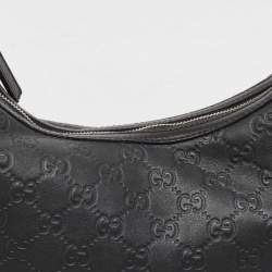 Pre Owned Gucci Black Guccissima Leather Medium GG Twins Hobo
