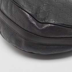 Pre Owned Gucci Black Guccissima Leather Medium GG Twins Hobo