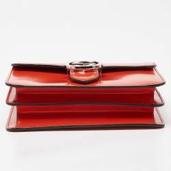 Gucci Orange Patent Leather Small Interlocking G Crossbody Bag