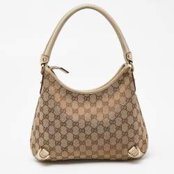 Gucci Beige/Cream GG Canvas and Leather Small Abbey D Ring Hobo 