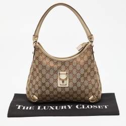 Gucci Beige/Cream GG Canvas and Leather Small Abbey D Ring Hobo 