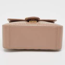 Gucci Beige Matelasse Leather Mini GG Marmont Top Handle Bag