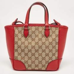 مملوكة مسبقًا Gucci Beige/Red GG Canvas and Leather Small Bree Tote