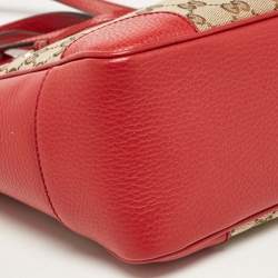 مملوكة مسبقًا Gucci Beige/Red GG Canvas and Leather Small Bree Tote