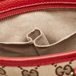 مملوكة مسبقًا Gucci Beige/Red GG Canvas and Leather Small Bree Tote