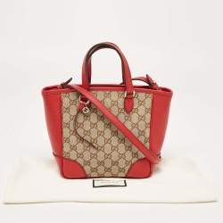 مملوكة مسبقًا Gucci Beige/Red GG Canvas and Leather Small Bree Tote